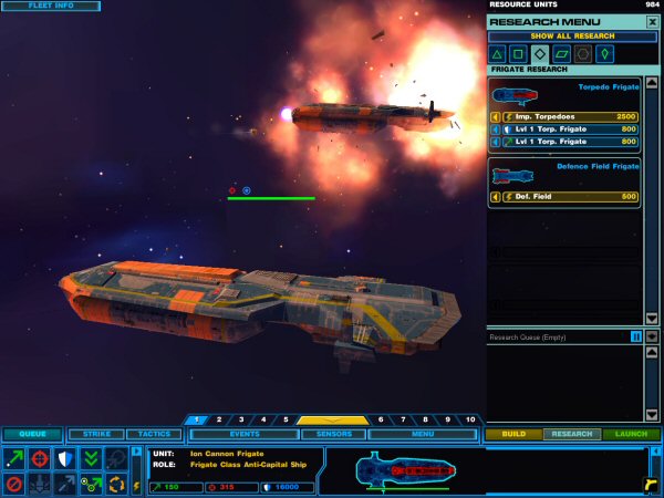 Frigate in flames