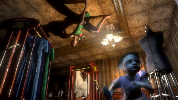 On the ceiling