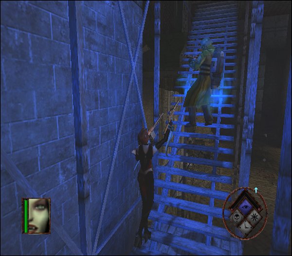 Blue stairway
