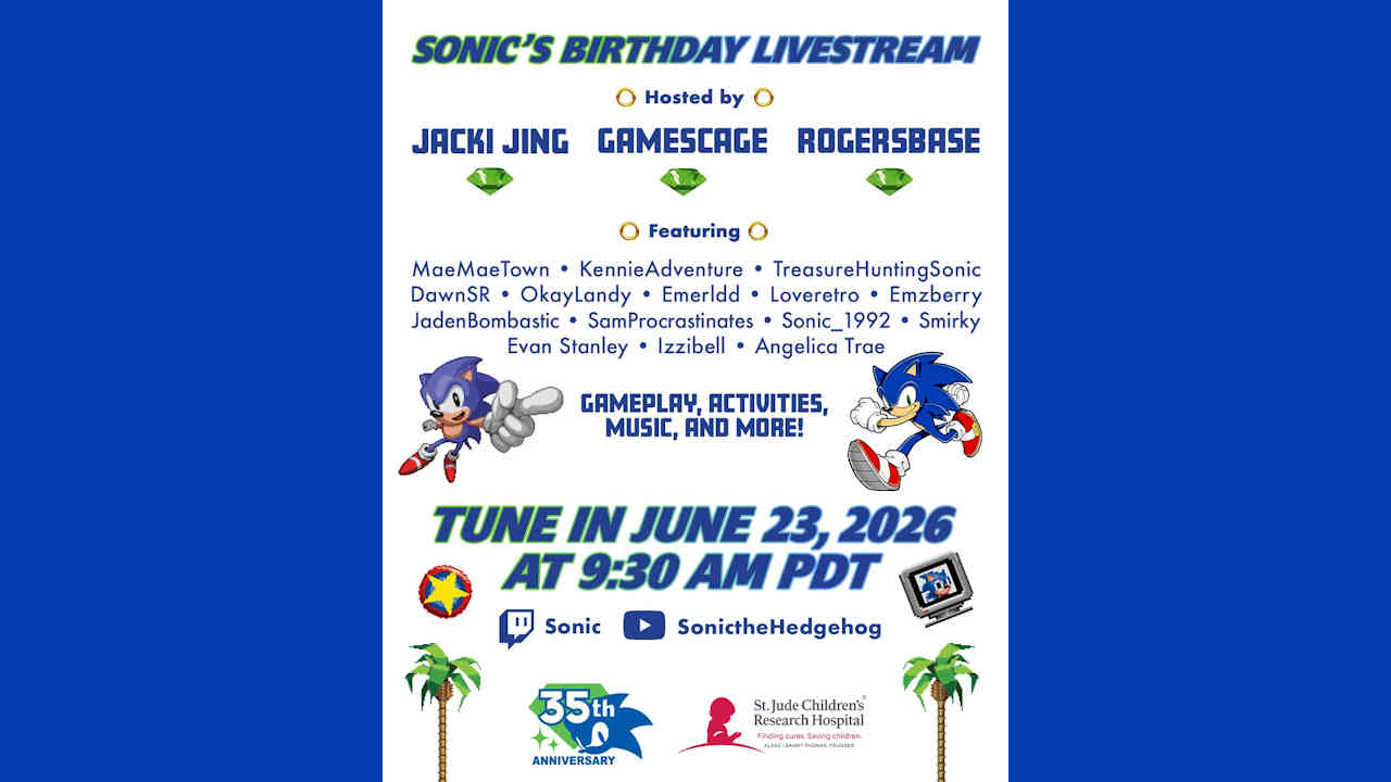 Sonic's birthday will be livestreamed