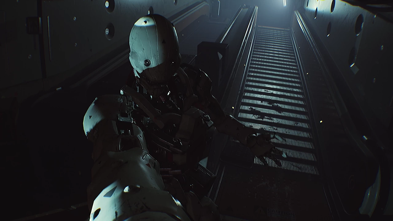 Droid on an escalator